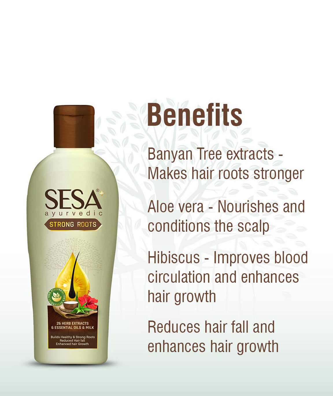 Sesa Plus Ayurvedic Strong Roots Oil, Prevents Hair Fall, Good for Hair  Growth with Bhringraj and pure Banyan Tree Extracts 100ml