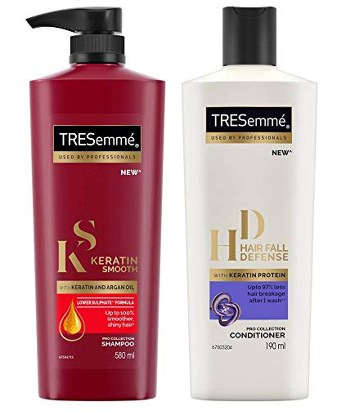 TRESemme Keratin Smooth Shampoo, 580ml & TRESemme Hair Fall Defense  Conditioner, 190ml