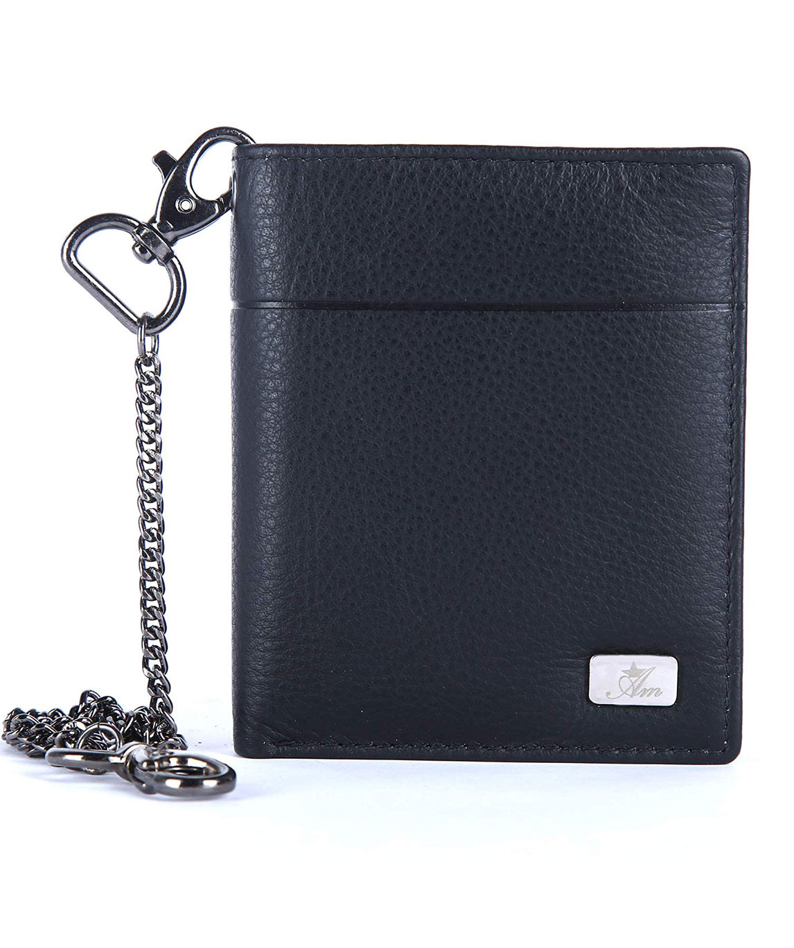 AM LEATHER Bi Fold Genuine Leather Wallet Biker Black Premium Quality/Hand  Crafted Purse/Wallet for Men