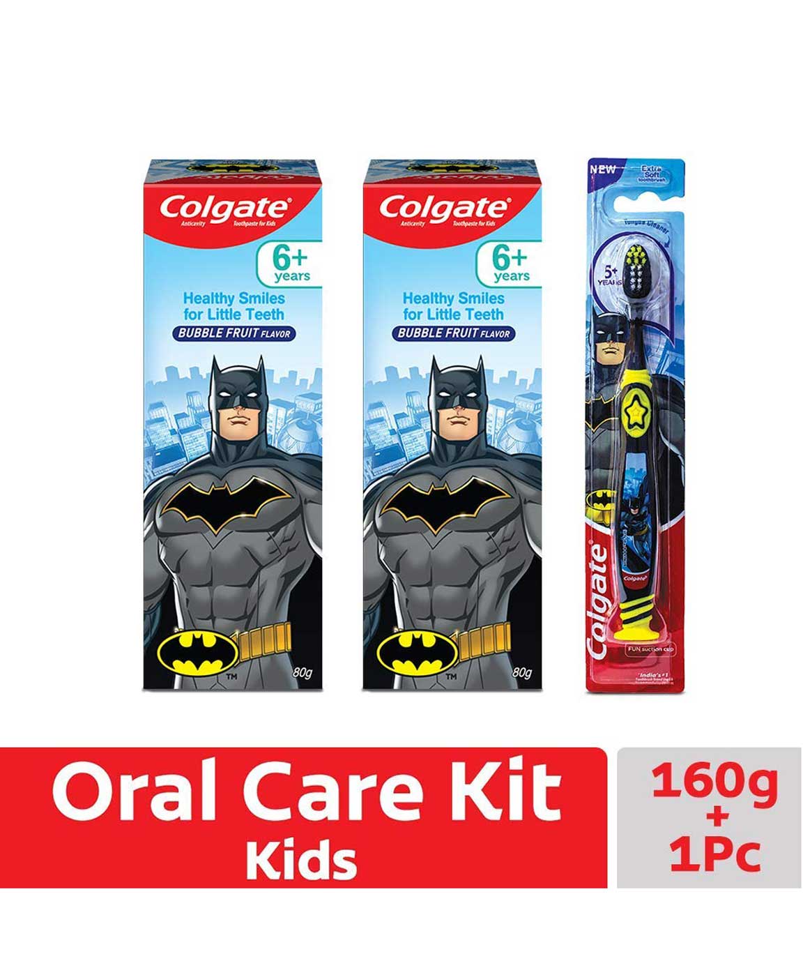Colgate Kids Anticavity Batman Toothpaste - 80 gm (Pack of 2) and Batman  Toothbrush - 1 pc