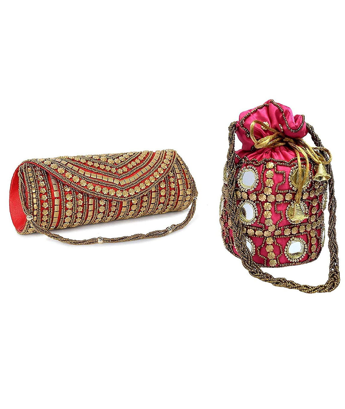 Buy Oval Bridal Red Clutch Purse, Bag With Embroidered Fabric, Zardozi Work  and Sling for Special Event, Evening Party, Anniversary and Wedding. Online  in India - Etsy