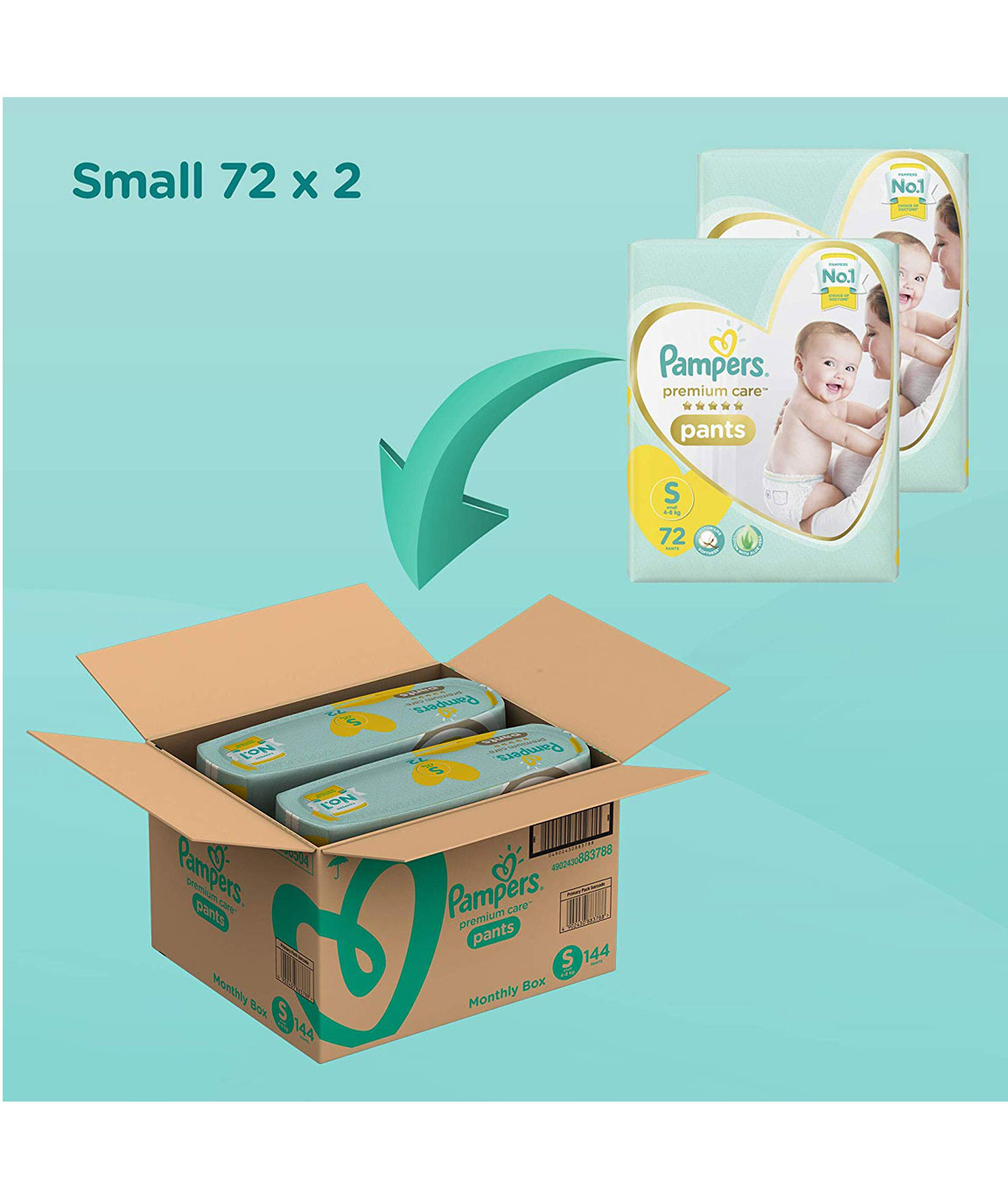 Pampers Premium Care Pants Diapers, Small, S 72 Count & Pampers Premium  Care Pants Diapers, M... | Pampers premium care, Pampers, Diaper