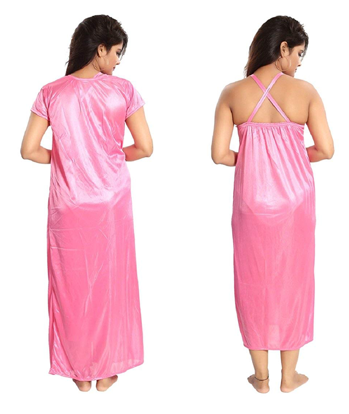 Buy Romaisa Women's Satin Nightwear (Set of 2 pcs_Nighty with Robe) Online  at Low Prices in India 