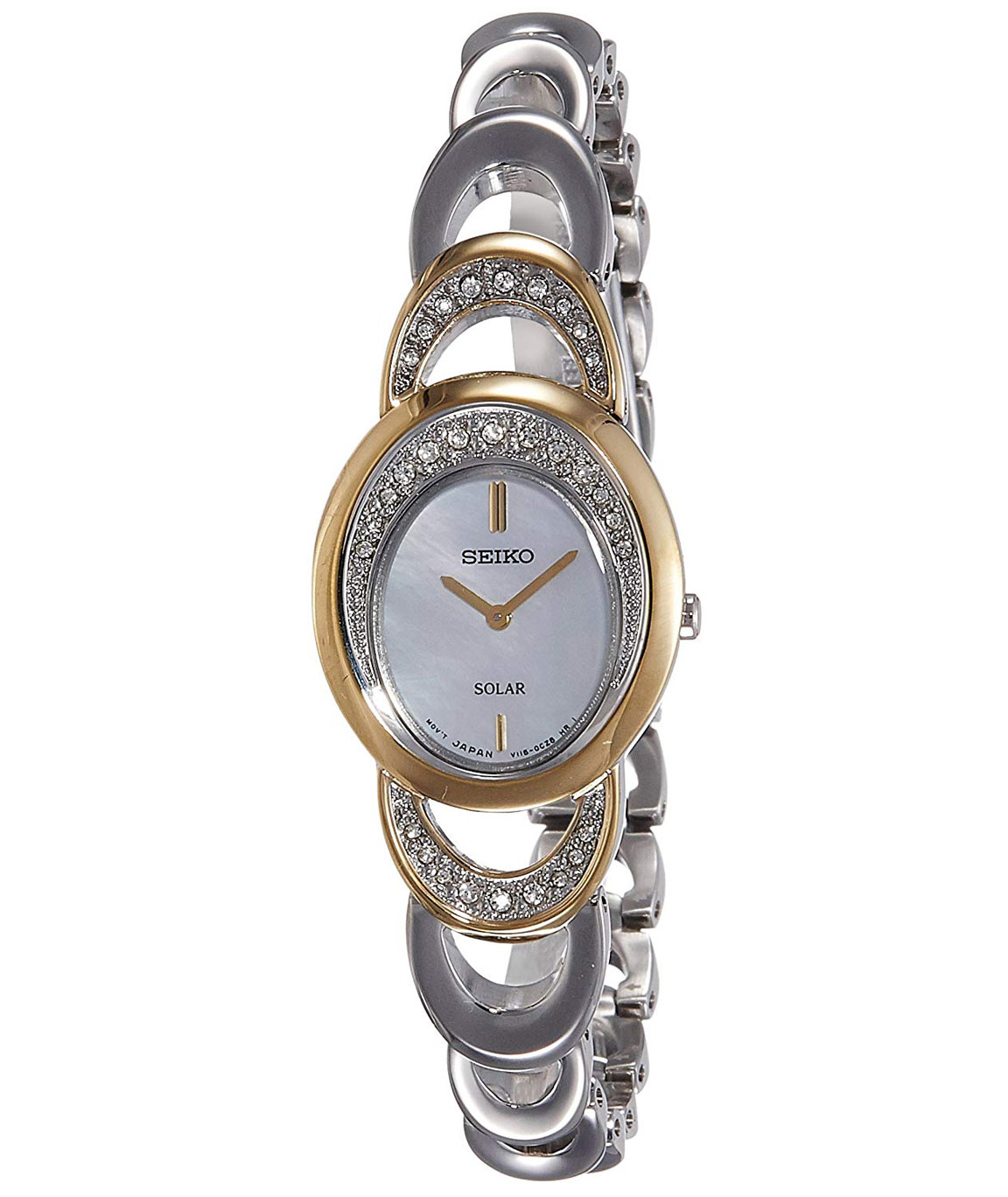Seiko Solar Analog Mother of Pearl Dial Women`s Watch