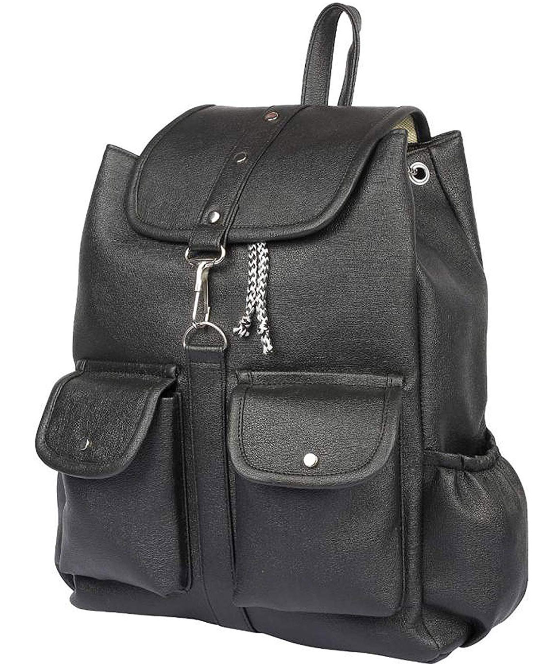 PU Leather Mini Backpack Waterproof Casual Travel Hiking Camping Bagpack Shoulder  Purse for Women (Black)