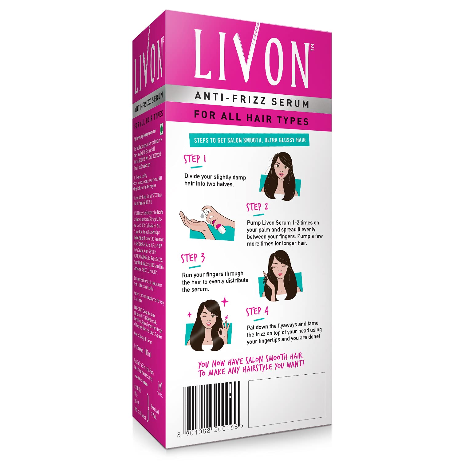 Livon Serum for Women for All Hair Types,For Frizz-free, Smooth & Glossy  Hair, 100 ml